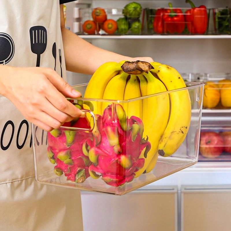 Hộp xếp đồ thức ăn tủ lạnh bằng nhựa trong suốt có 3 kích cỡ