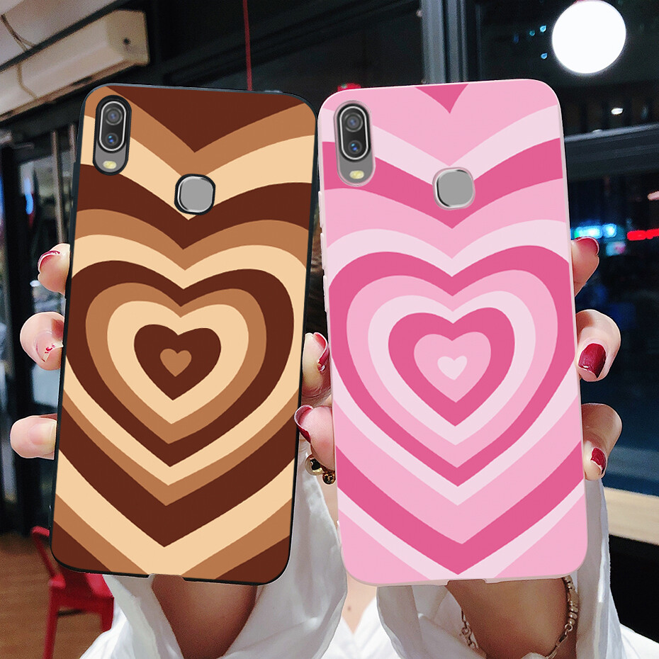 For Vivo Y11 2019 Case 1906 Soft Flexible Love Heart Painted Phone Cover For Vivo Y11 (2019) Casing
