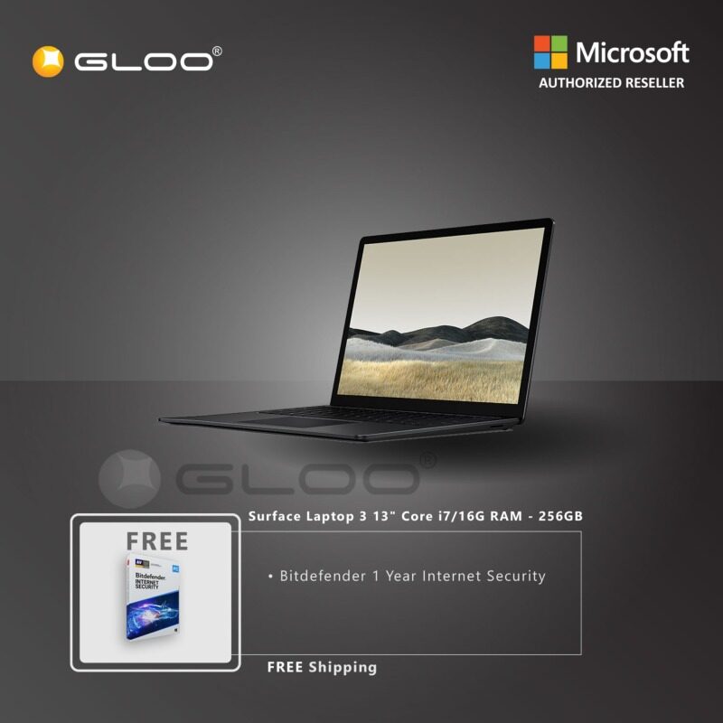 Microsoft Surface Laptop 3 13 Core i7/16GB RAM - 256GB Black - VEF-00037 + Bitdenfender 1 Year Internet Security Malaysia