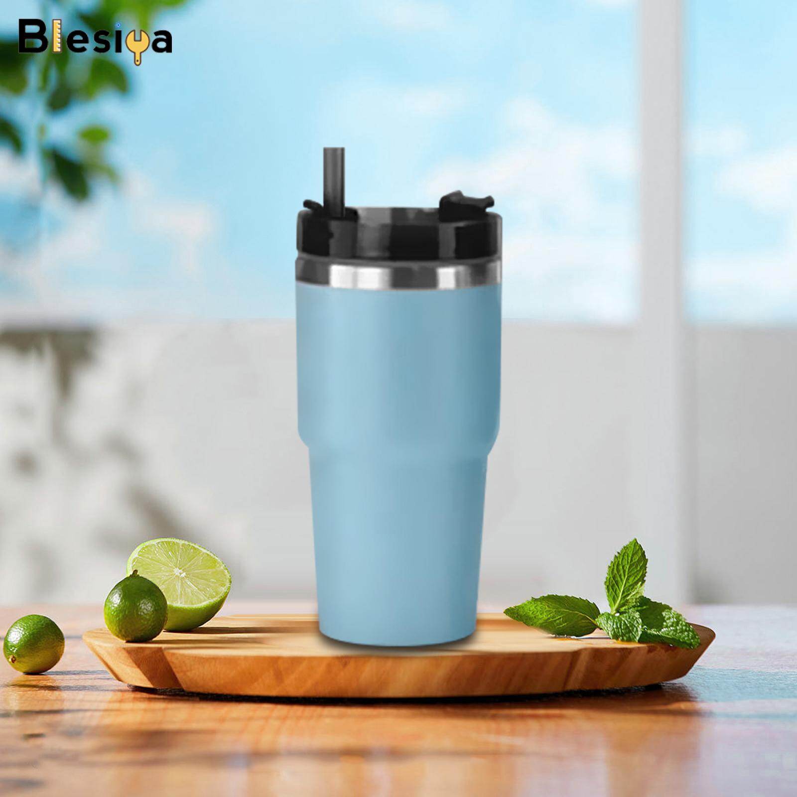 Blesiya Water Cups with Straw and Lid Stainless Steel Tumbler Practical Gifts Sturdy