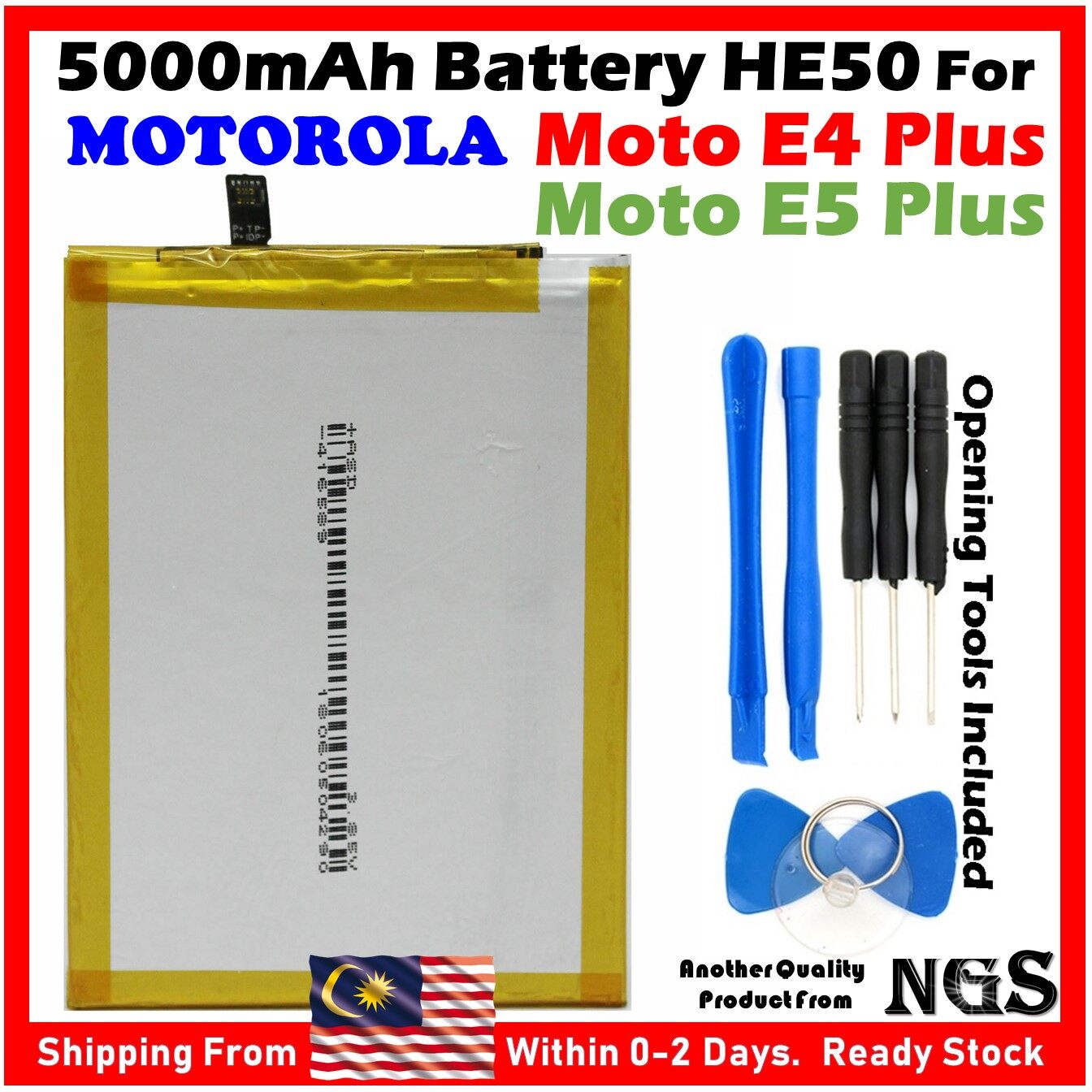 Batteria TECHTEK 4850mAh Li-Polymer Per Motorola Moto E4 Plus / E5 Plus – Sostituisce HE50, SNN5989A (Nera)