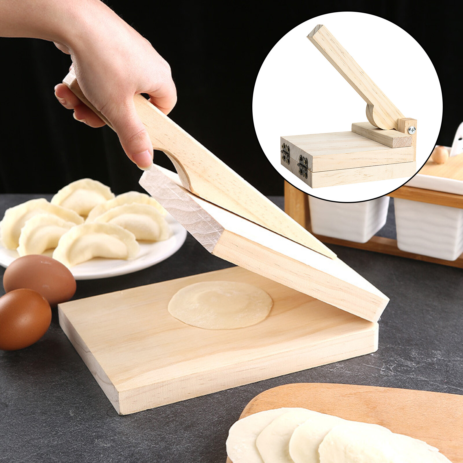 Blesiya Wooden Tortilla Paste Press Manual Dumpling Presser Pizza Maker Baking