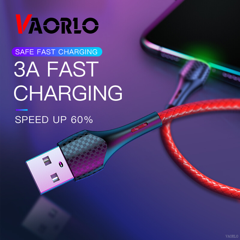 VAORLO 3A Fast Charging Cable Data Cable Type-C USB-C Micro Lightning usb charger cord For iphone Huawei Xiaomi Android charger Line Alloy Protection Nylon Cable Quickly Charging Cable