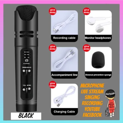 Condenser Microphone Built in Sound Card Microphone Sing Recording Karaoke For Mobile Phone Computer Support 6 Voice For Live Streaming For Karaoke