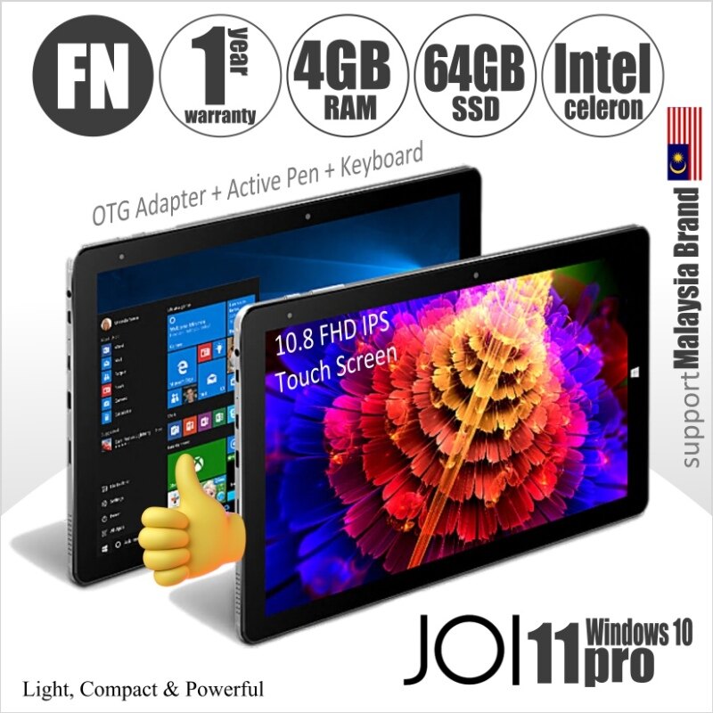 JOI 11 Pro 64GB + Free 64GB Hosting + Active Pen + Keyboard (Intel Atom x5-Z8350 quad-core; 4GB RAM 64GB SSD 10.8 FHD IPS) Malaysia