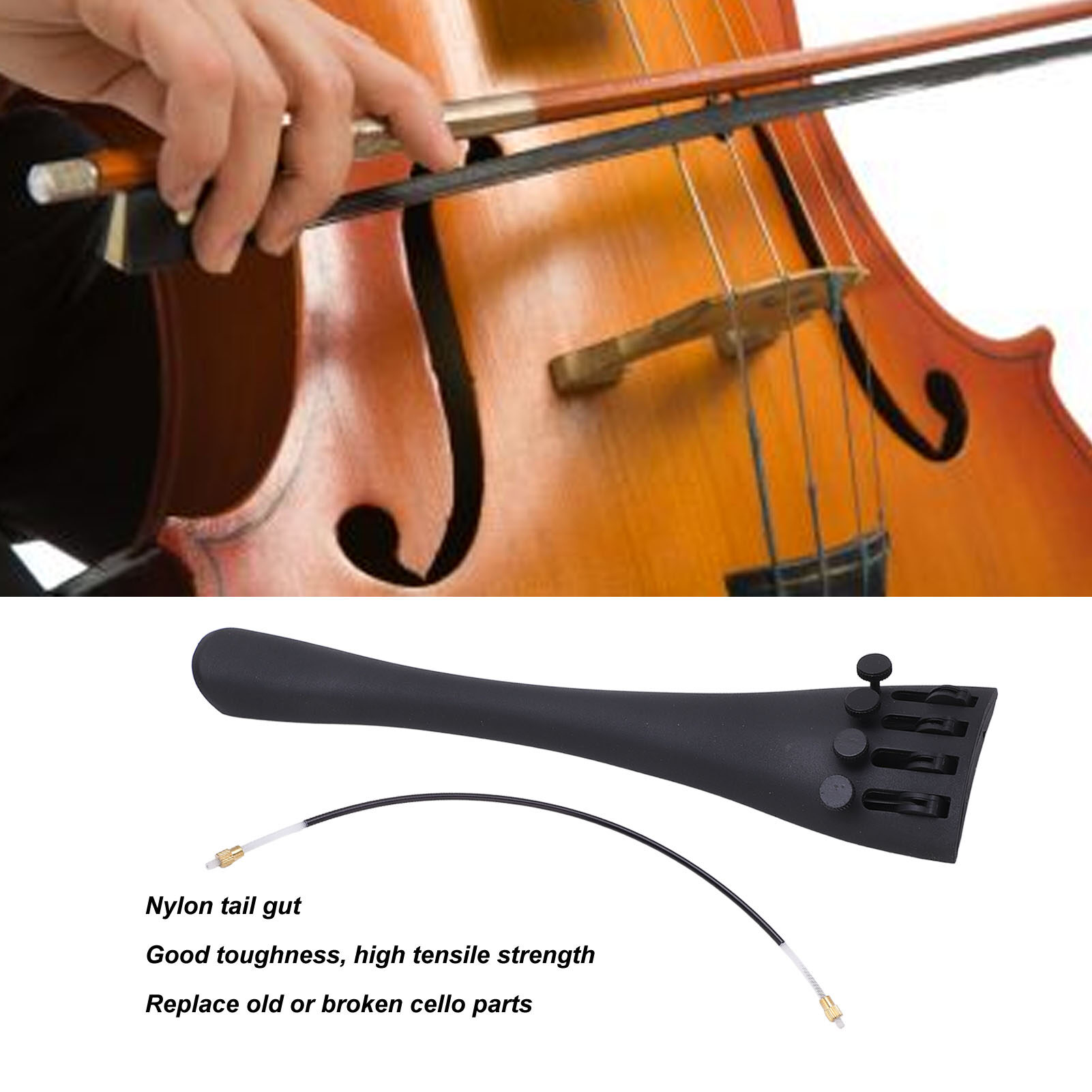 Cello Tailpiece Nylon Tail Gut Lightweight for Different Levels 4/4 Cellos