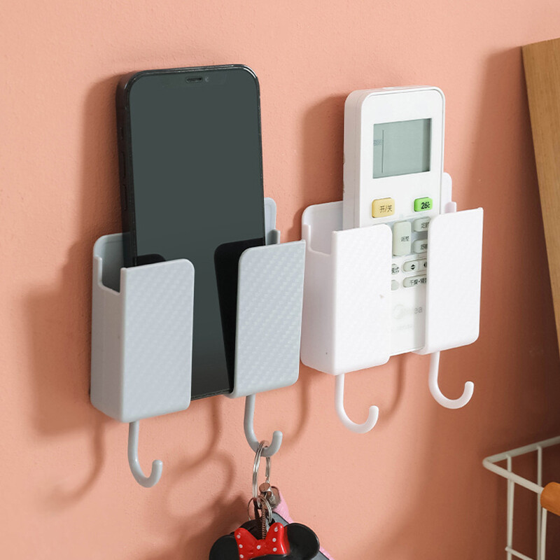 Wall Mounted Organizer Storage Box Remote Control Air Conditioner Storage Case Mobile Phone Plug Holder Stand Container Rack