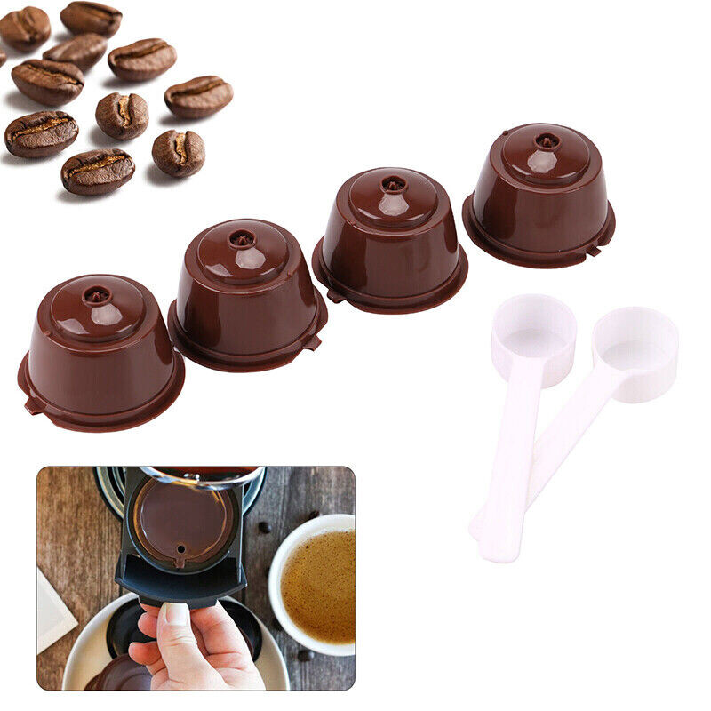 6xCup +2xSpoon Dolce Gusto Reusable Pod Refillable Filter Pod Cup Coffee Nescafe