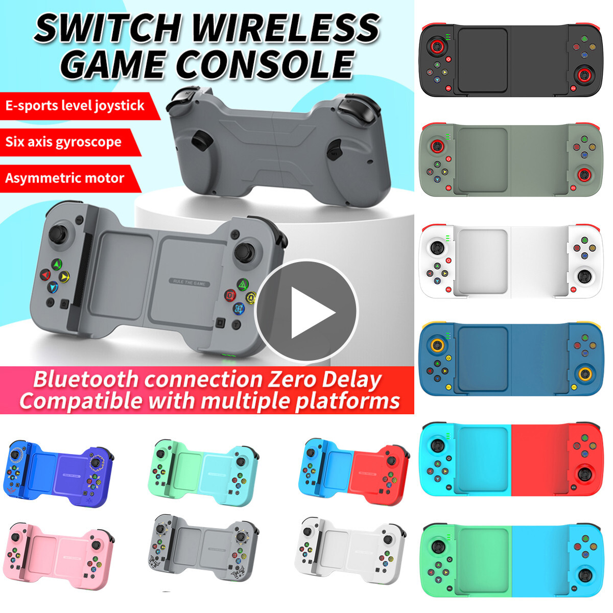 HK Mobile Phone Gamepad Bluetooth-compatible 5.0 Wireless Game Controller Retractable Joystick Compatible For Ios/android