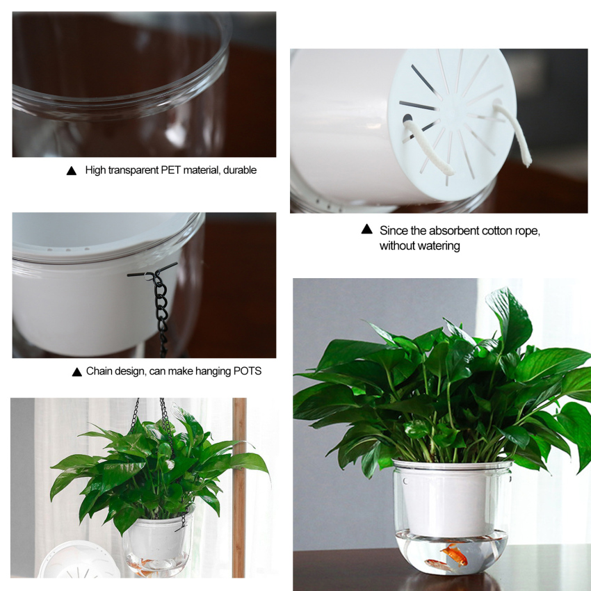 1pc Hanging Flowerpot Self Absorbing Water Hanging Planter Thickened Plastic Planter Hydroponic Soil Cultivation Lazy Flower Pot