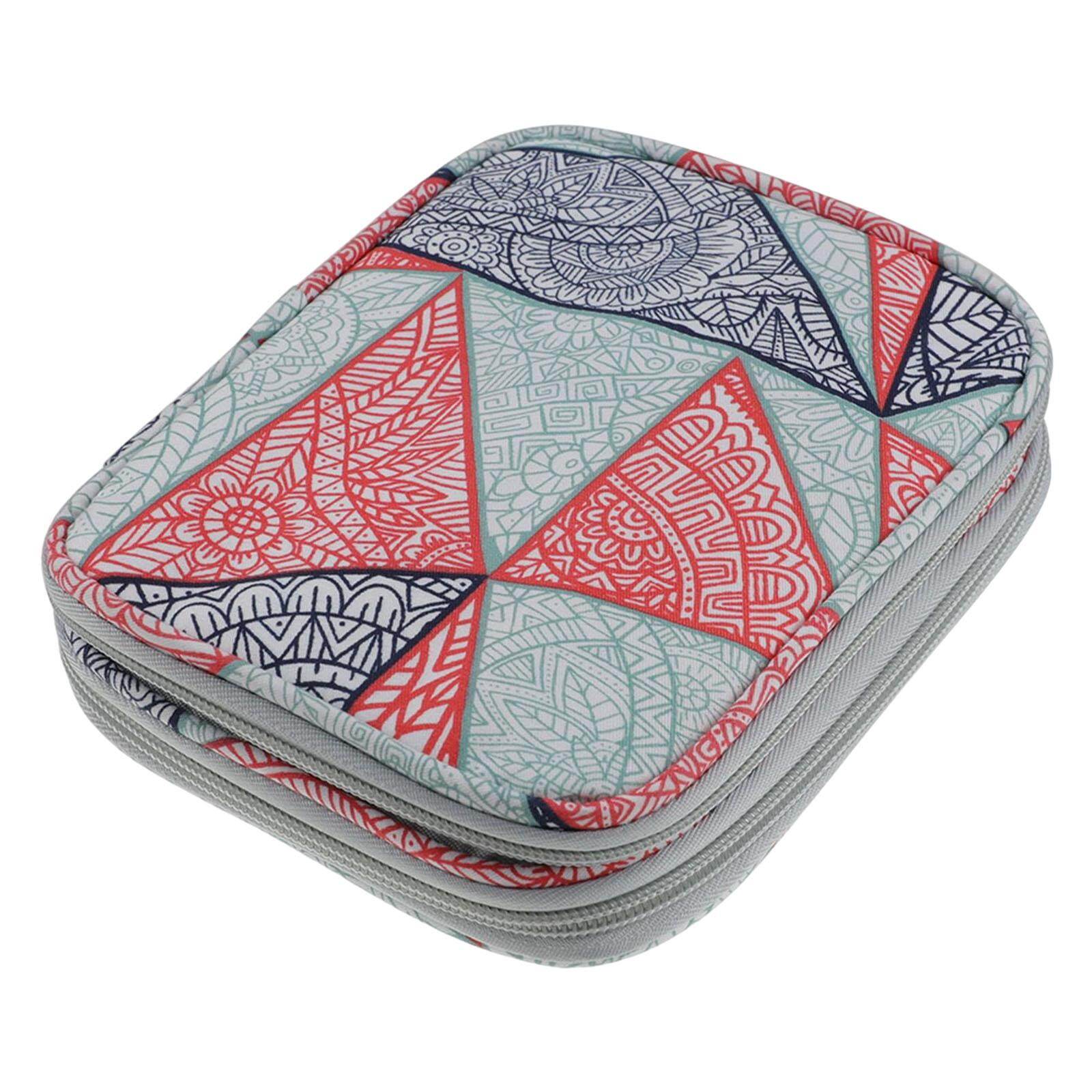 Serbery Crochet Hook Case Empty Zipper Bag Portable Double Layers Sewing Circular Knitting Needle Storage Bag Organizer