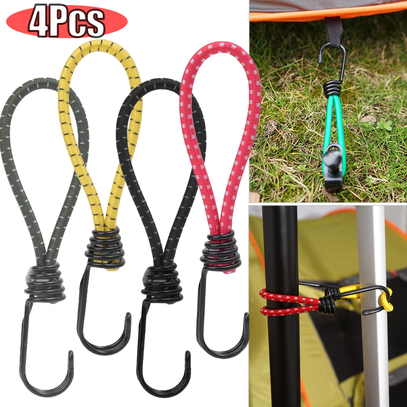 4Pcs Tent Elastic Rope Cord Hook Versatile Outdoor Camping Canopy Tarp ...