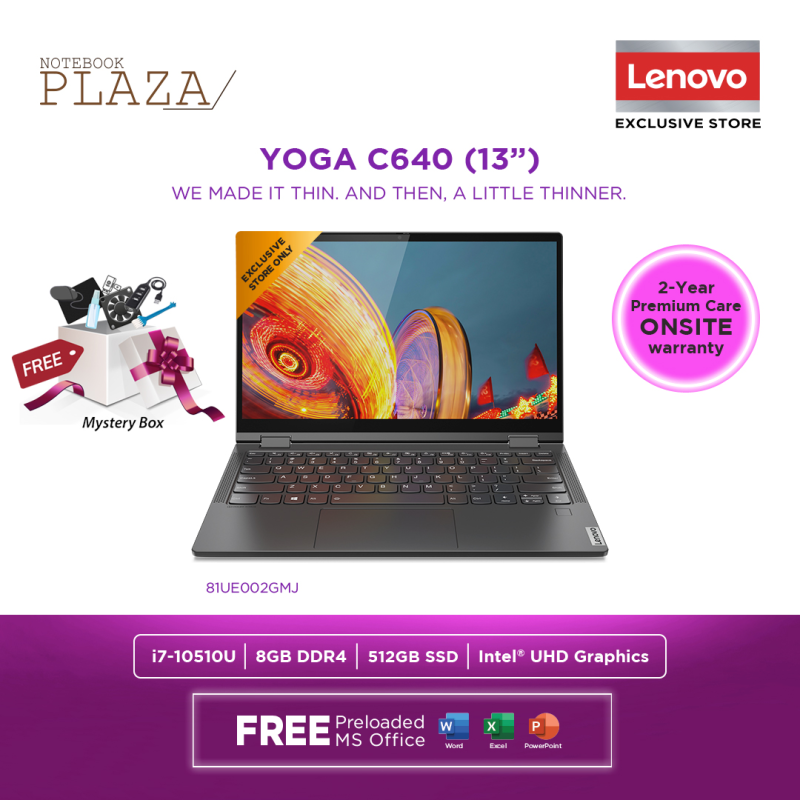 Lenovo Yoga C640-13IML 81UE002GMJ 13.3 FHD Touch Laptop Grey ( i7-10510U, 8GB, 512GB, Intel, W10, H&S ) Malaysia