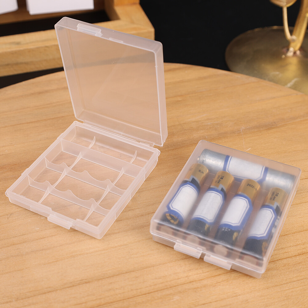 4Slots Hard Plastic Battery Storage Boxes AA /AAA Battery Holder Container Box With Clips
