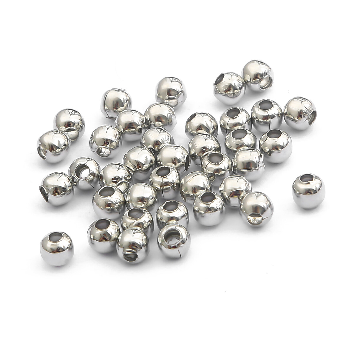 300-1000Pcs Iron Metal Round Beads Smooth Ball Loose Spacer Beads For Jewelry Making DIY Bracelet Charms Jewelry Accessories