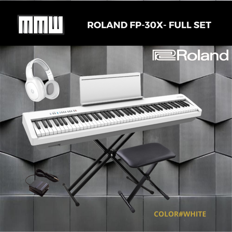 Roland Fp 30x Digital Piano Top Only White With Keyboard Stand Package Malaysia