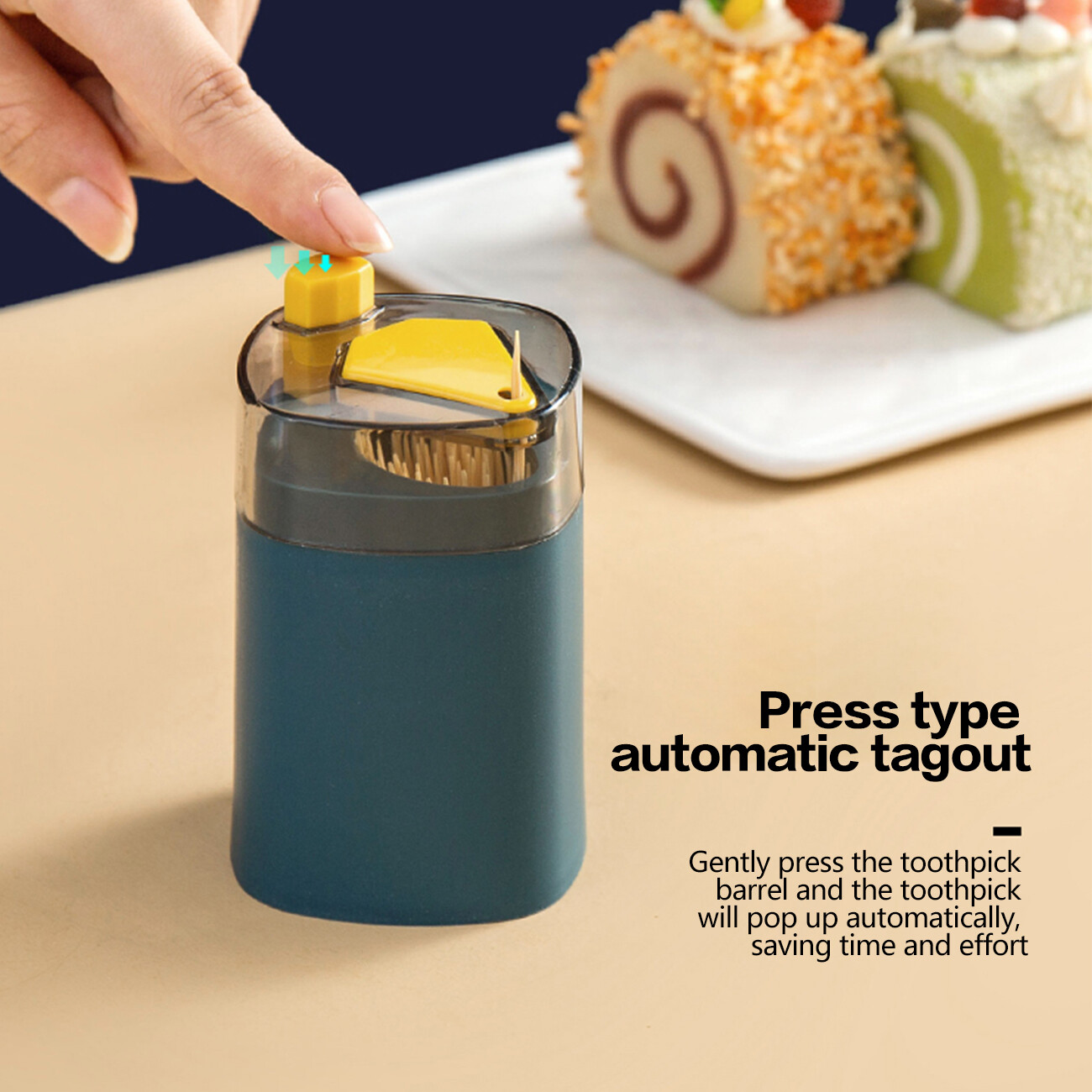 CNMF Press-type Toothpick Box Automatically Pops Up Toothpicks Portable Toothpick Holder
