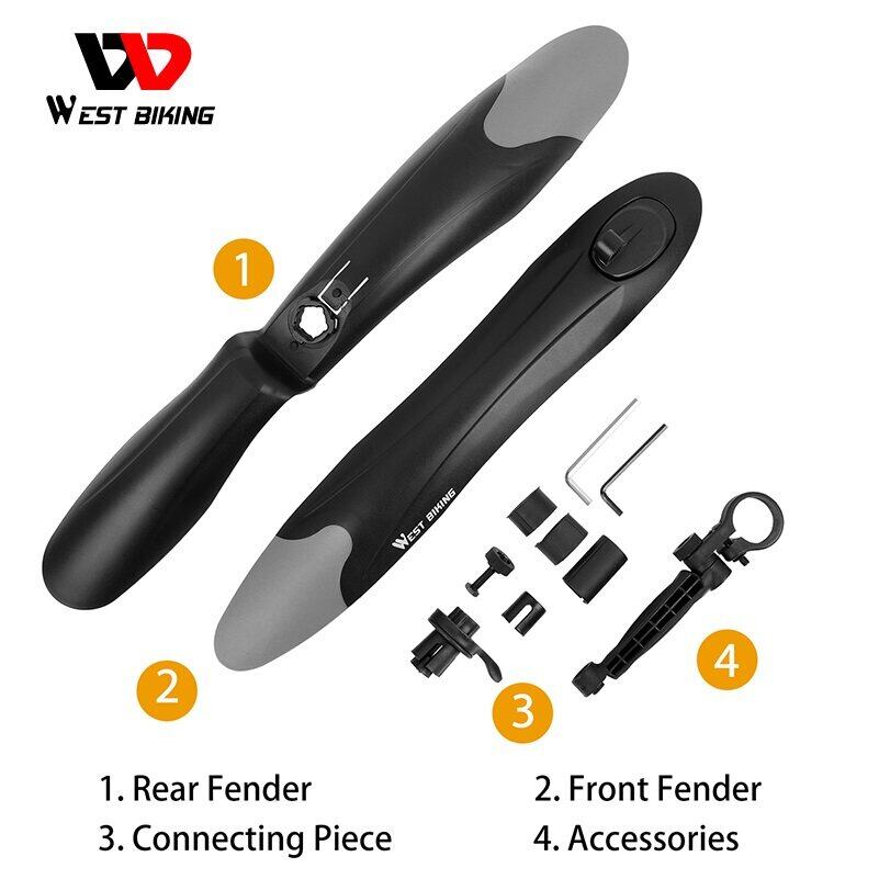 WEST BIKING 2PCS Bike Fender Set MTB Fender Cycling Wheel Wings Mud Guard Mountain Bike Fender For 22-29 Inch Bike Accessories