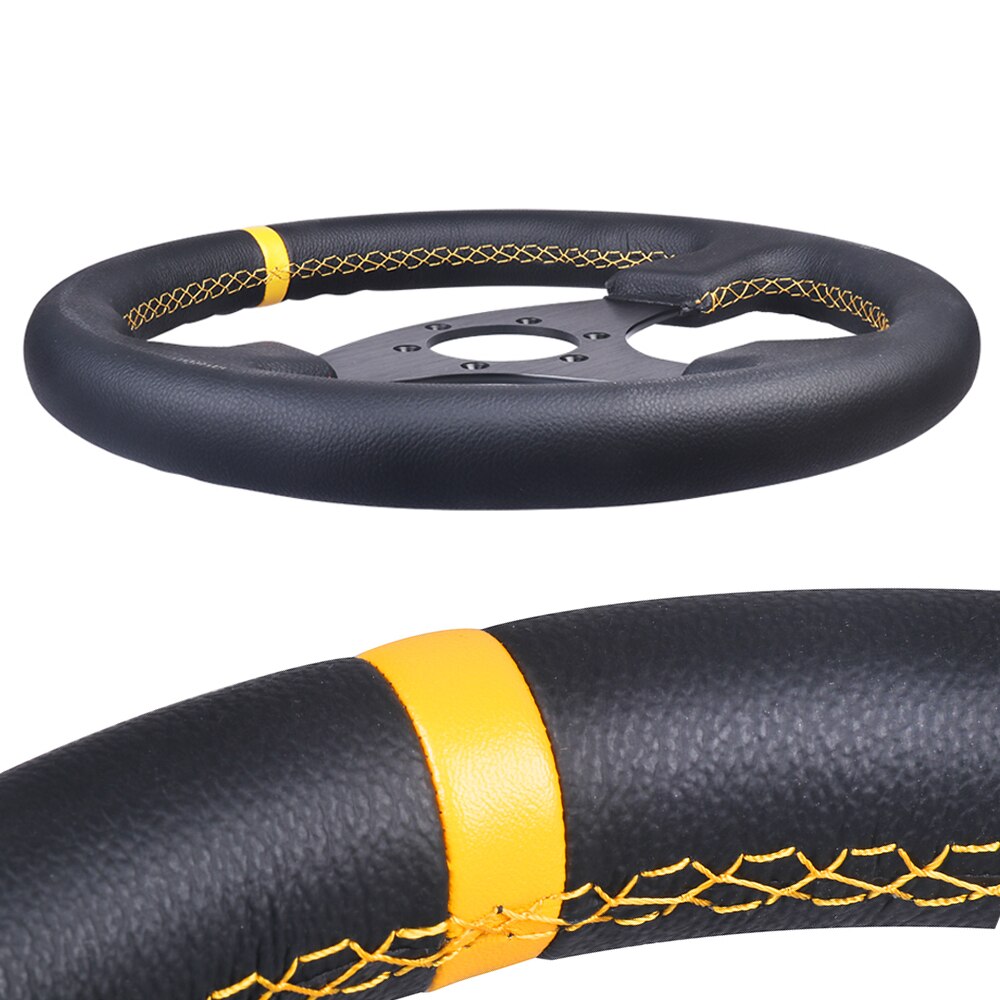 330Mm Steering Wheel Leather Suede Drift Simulation Racing Game 13 Inch Flat Frame Steering Wheel Universal