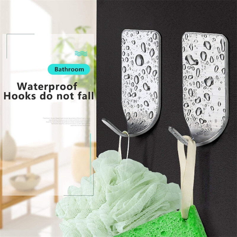 6Pcs Stainless Steel Wall-mounted Hook Bathroom Self-adhesive Towel Hook