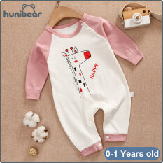 【Hunibear】Newborn Bé Trai Quần Áo Nữ Một Mảnh Jumpsuit Đồ Ngủ Mới Cotton Romper Tay Áo Dài Homewear 0-1 Năm