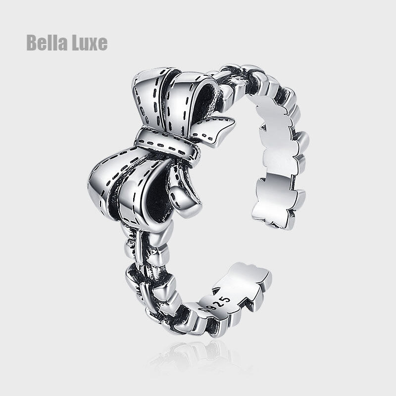 Sterling Silver Vintage Old Style Bow Shape Simple Finger Ring