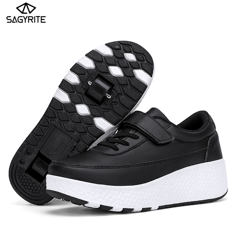 SAGYRITE Sneakers for Kids New Children Adult Shoes Double Wheel Roller Sneakers Skate Shoes for Boys Girls