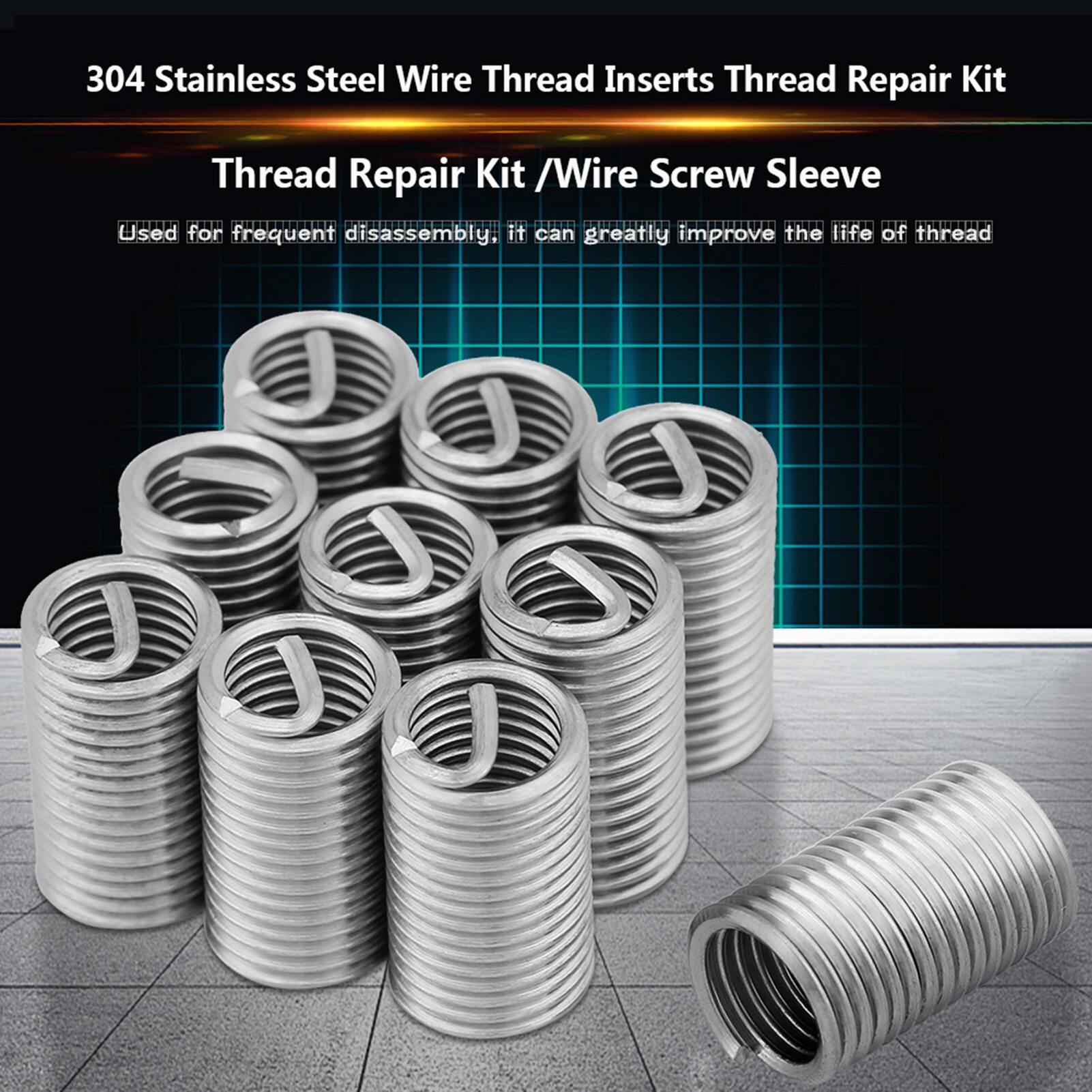 10Pcs Wire Thread Inserts 304 Stainless Steel Helicoil Wire Thread Repair Insert Thread Repair Kit Wire Insert Thread with Box M8x1.25x3D