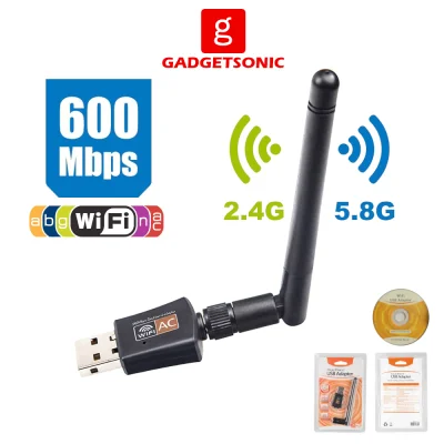 600Mbps Dual Band 5GHz Wireless LAN USB WiFi Adapter Antenna Dongle PC Network Card 802.11AC