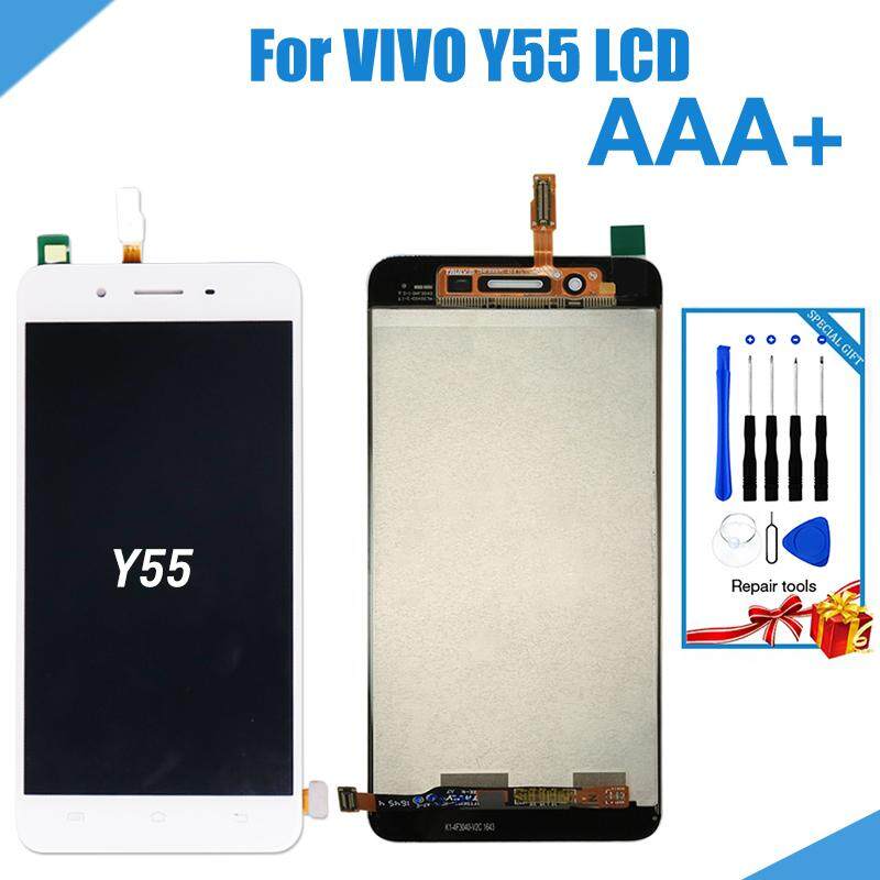 Hitam Sentuh Layar Digitalisasi untuk Vivo Y55 Y55A Pengganti Layar LCD Ponsel Kabel Lentur Case