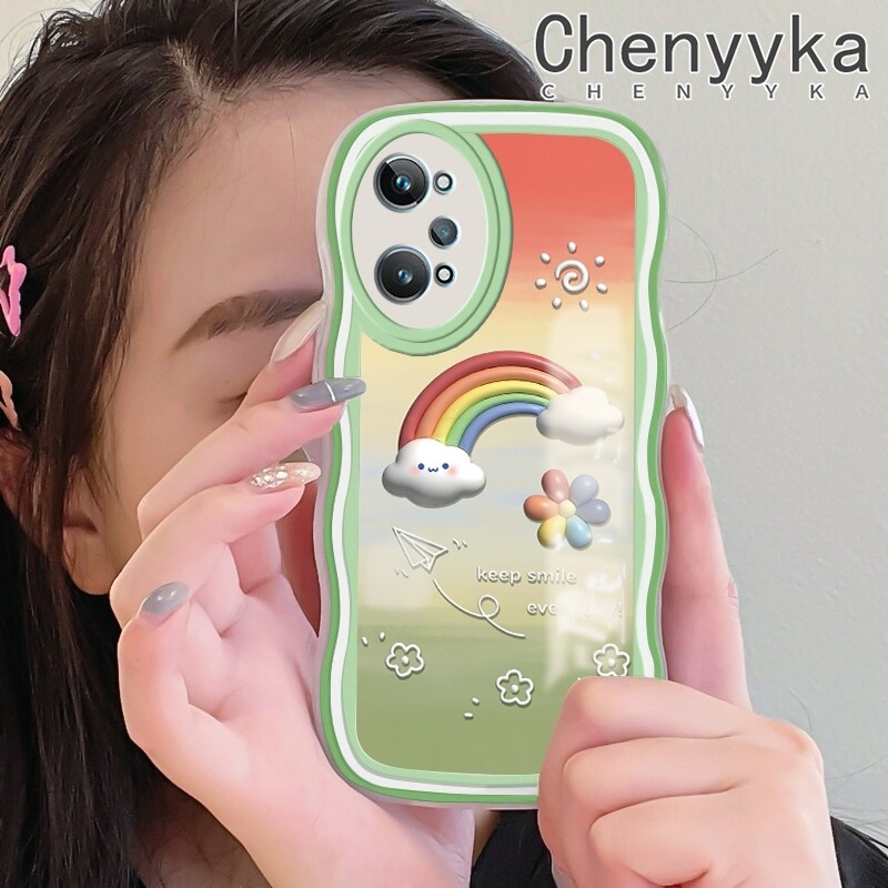 Chenyyka Casing For Realme GT Neo 2 GT2 GT 2 Q5 Pro 5G GT Neo 3T Case Cartoon Sun Rainbow Flowers Pattern Wave Border Soft Clear Shockproof Phone Cases Creative Camera Transparent Casing Silica Gel Protective Cover