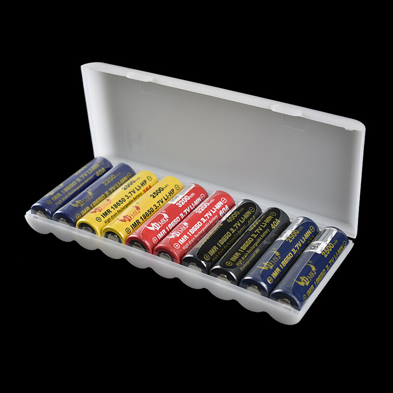 Fkend 10 Slot Transparent White Plastic Battery Storage Box Hard Container Holder Case For AA Battery Organizer Accessories