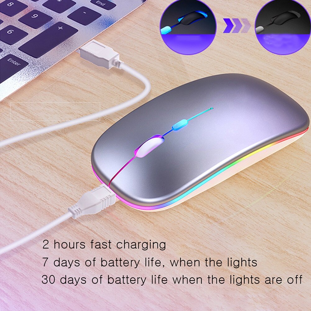 Chuột Công Thái Học Có Thể Sạc Lại Với Đèn Nền Led Chuột Không Dây Chuột Máy Tính Im Lặng Cho Máy Tính Xách Tay
