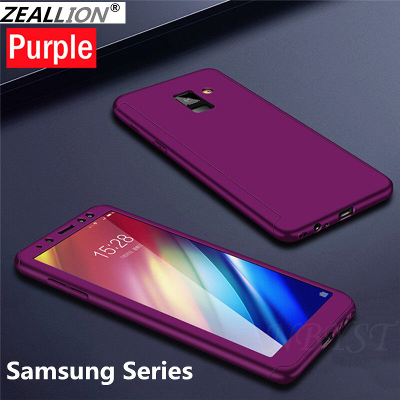 Zeallion Case For Samsung Galaxy Note 3 N9000 Note 4 N9100 Note 5 8 9 10+ Lite Plus Solid Color 360 Full Body Protective Case Hybrid PC Hard +Tempered Glass