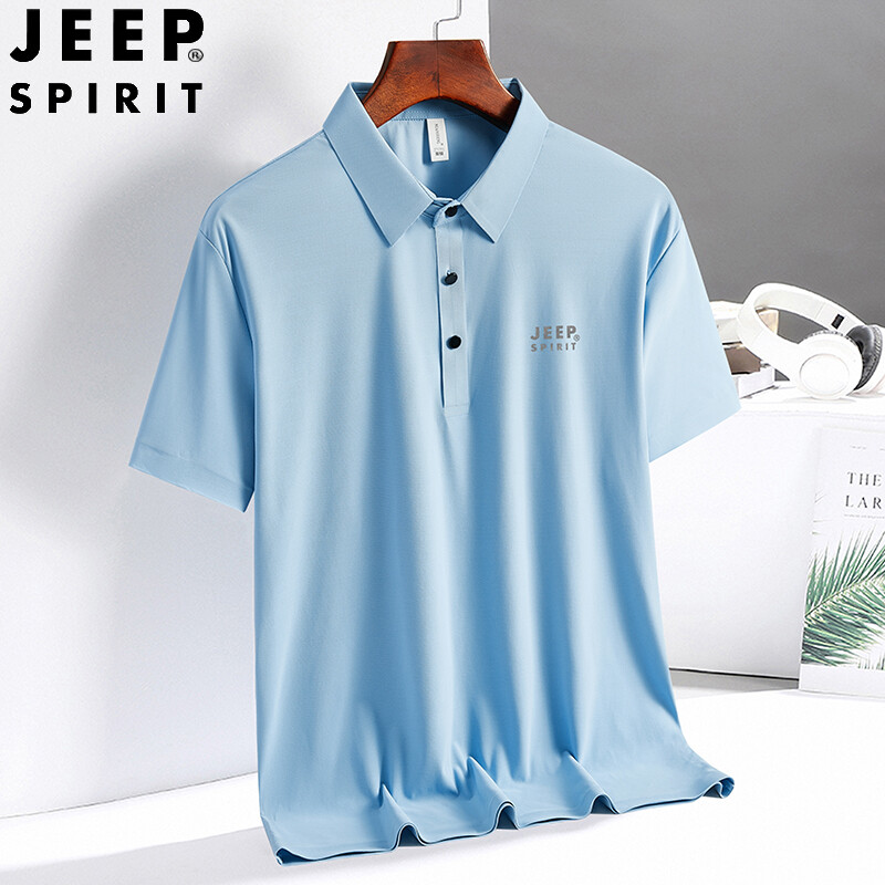 JEEP SPIRIT Men's Polo Shirt New Short sleeved T-shirt Refreshing and Breathable Tank Top Outdoor Sports T-shirt Thin Quick Drying Polo Shirt