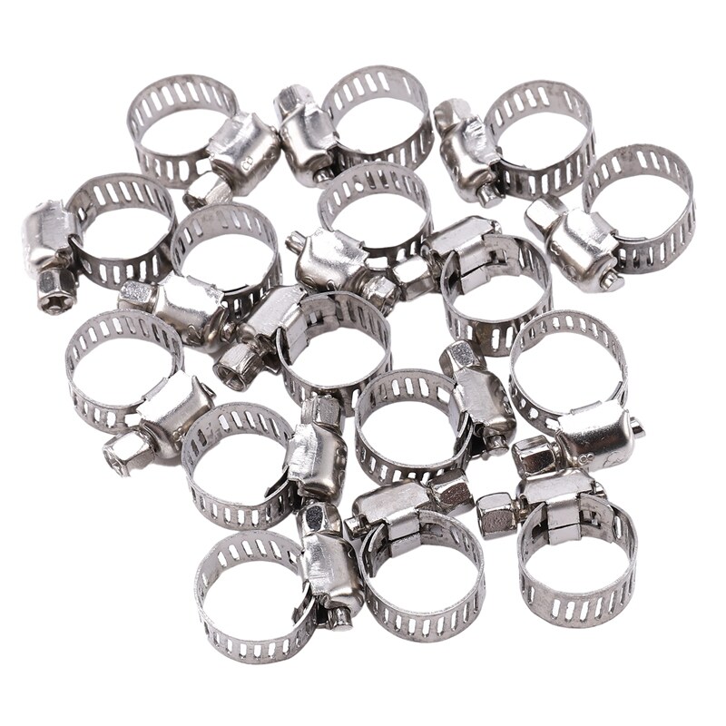 16 Pcs Stainless Steel Adjustable Car Fuel Hose Clamp Pipe Sealing Clip