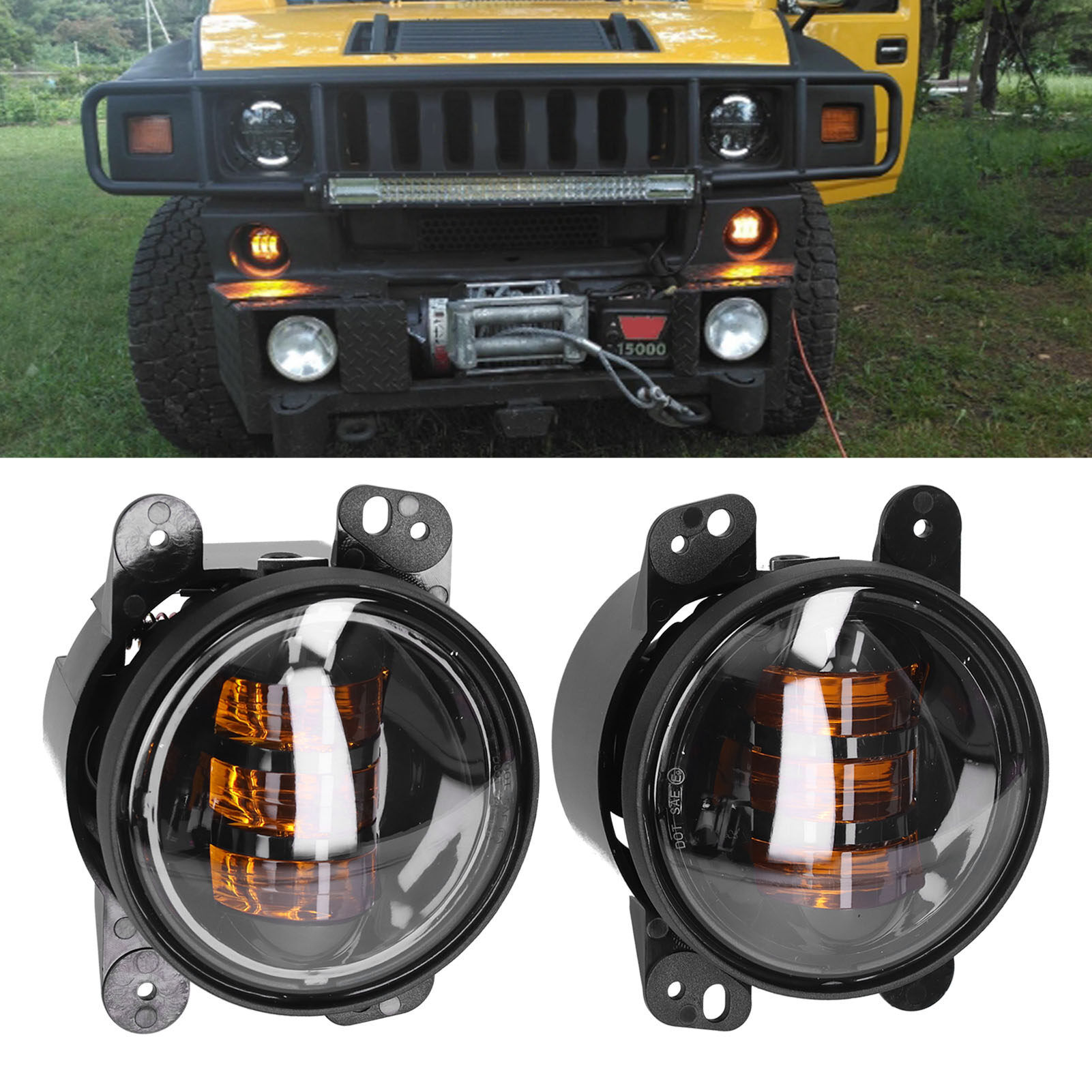 4in 60W LED ไฟตัดหมอก6000K ความสว่างสูง IP67กันน้ำสำหรับ Jeep Wrangler 2007-2018