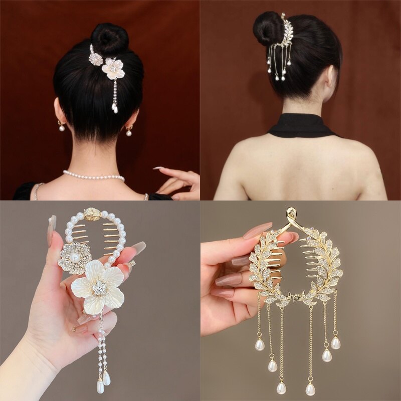 Butterfly Hair Clips with Artificial Pearls