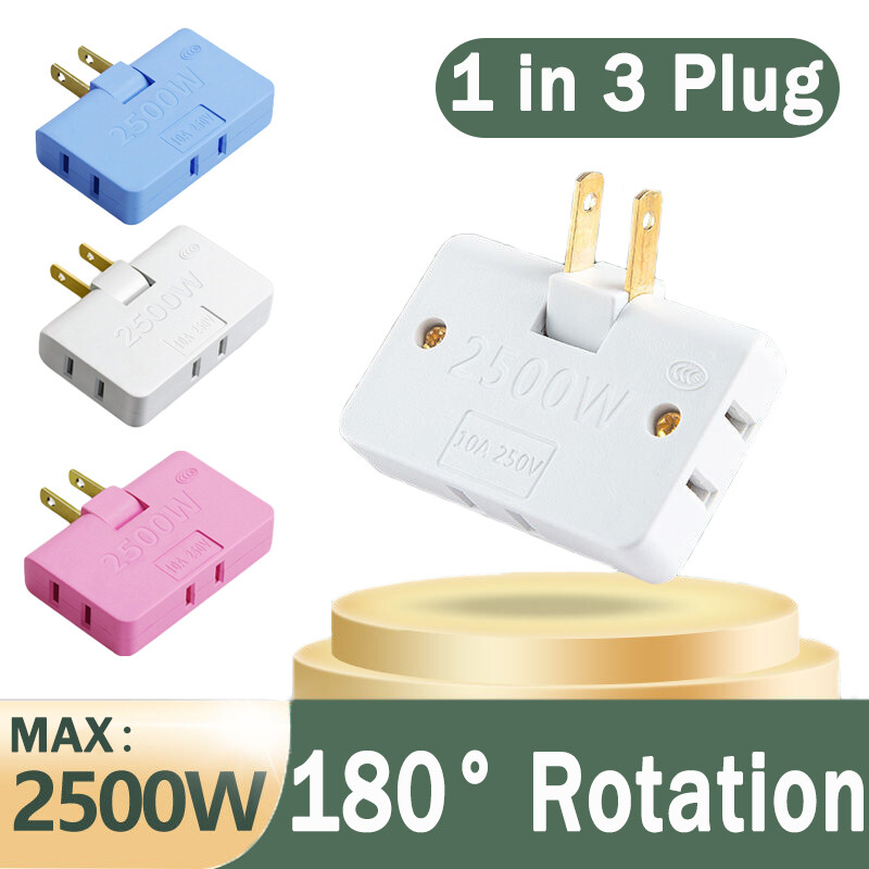 3 trong 1 phích cắm chuẩn Mỹ đa chức năng 180 độ xoay Phích Cắm Điện Bộ chuyển đổi ổ cắm chuyển đổi đa cắm sạc có thể gập lại Bộ chuyển đổi phích cắm