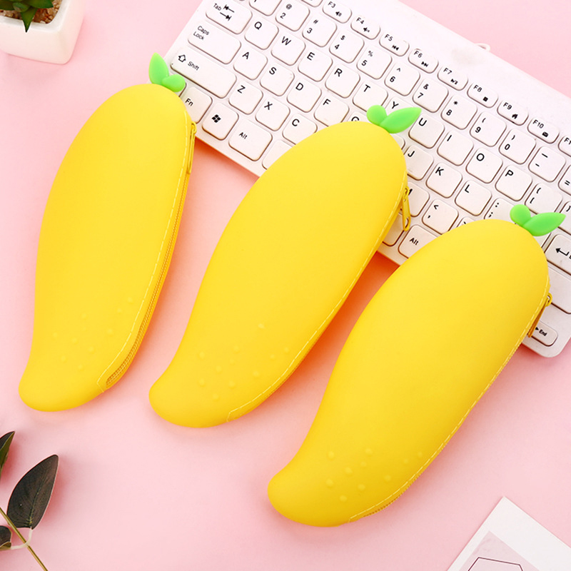 Creative Fruit Shape Silicone Pencil Case Cartoon Large Capacity Pencil Case Student Storage Stationery Bag