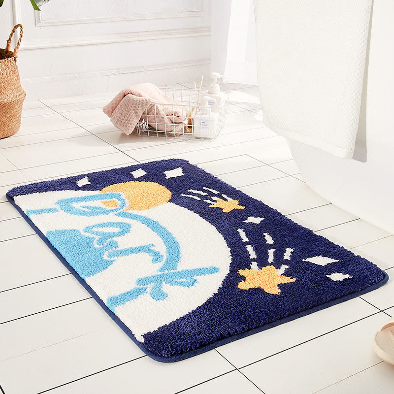Bathroom Mat Water Absorbent Non-slip Comfortable Bath Mat Toilet Bathroom Mat Shower Mat Bedroom Floor Mat Door Mat Kitchen Entrance Door Absorbent Carpet