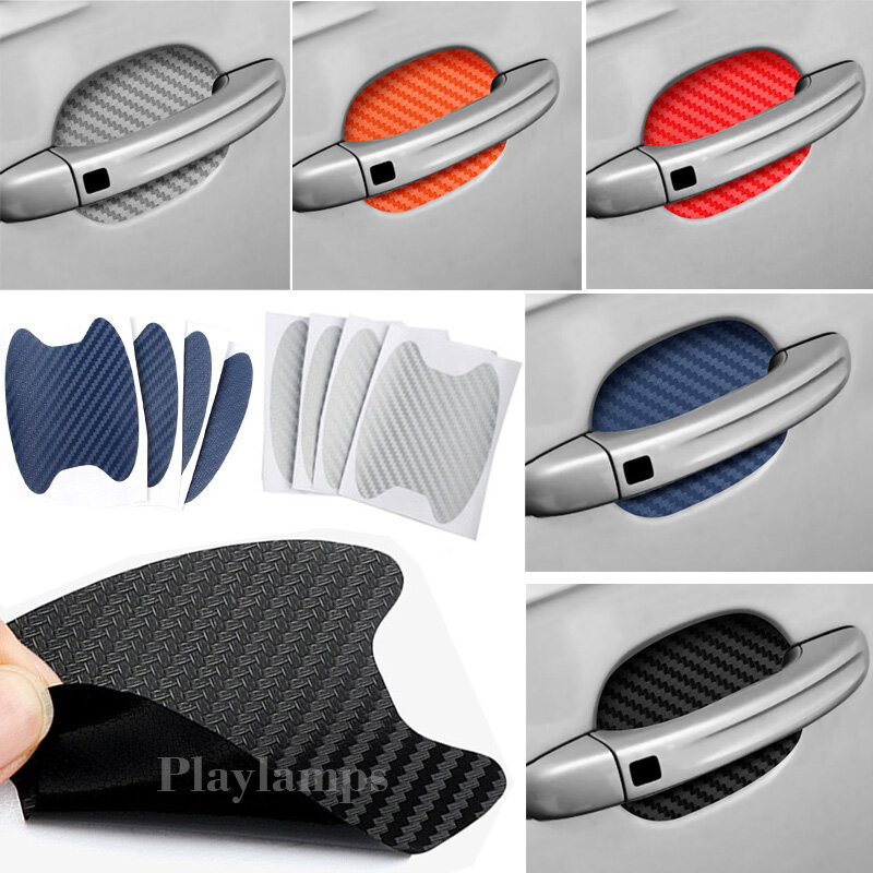 4Pcs Universal Carbon Fiber Auto Door Handle Film Stickers Car Handle Anti Scratch Stickers
