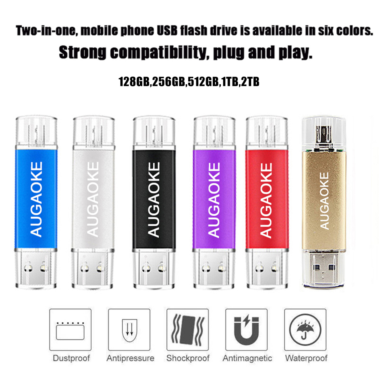 Tanjiaxun usb flash drive waterproof anti-magnetic metal 128g 256g 512g 1t 2t usb3.0 handy flash memory drive u disk pc accessories