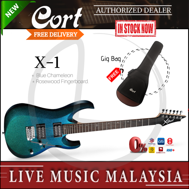 Cort X-1 Electric Guitar with Gig Bag - Blue Chameleon (X1/X 1) Malaysia