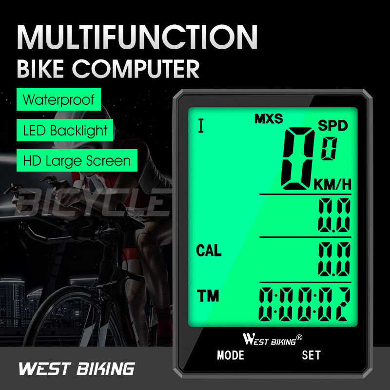 Đồng Hồ Bấm Giờ WEST BIKING 2.8 Cho Xe Đạp, Đồng Hồ Điện Tử Có Dây Màn Hình Lớn Chống Mưa Đo Vận Tốc