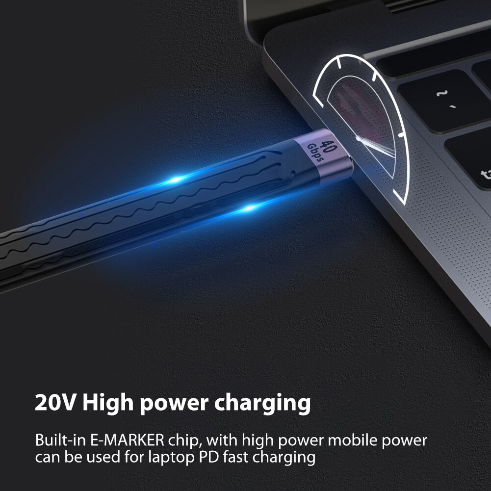 Lightweight USB 4.0 Gen3 Type C Male/Female to Type C Male Flexible Data Cable 40Gpbs 100W