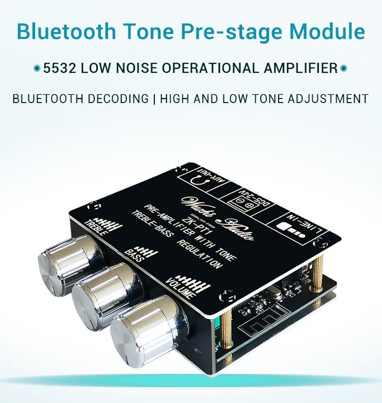Diymore Audio Bluetooth 5.0 Decoder Board Audio Decoder Dual Channel Stereo Low Noise High and Low Tone Pre-module Controller