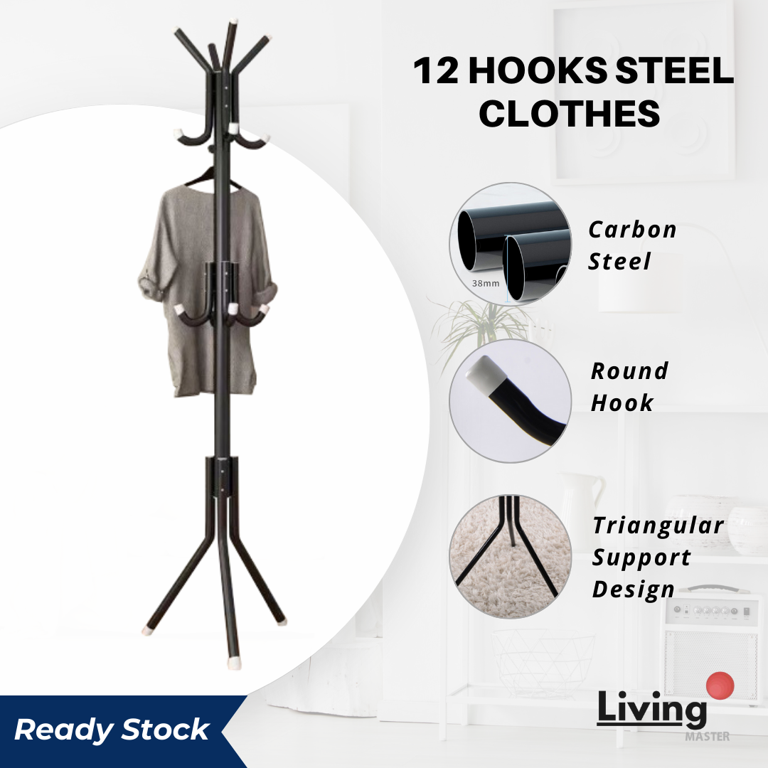 12 Hooks Steel Clothes Rack Hook Plastic Coat Rack Coat Rack