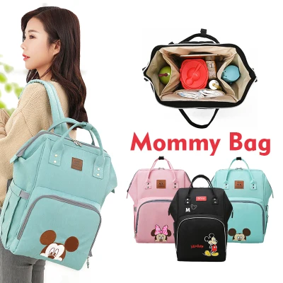 Disney Mickey Minnie Mummy Maternity Nappy Bag Large Capacity Baby Mickey Mouse Waterproof Diaper Bag Travel Backpack Nursing Bags For Baby Care Fashion Women Backpack Casual Backpack