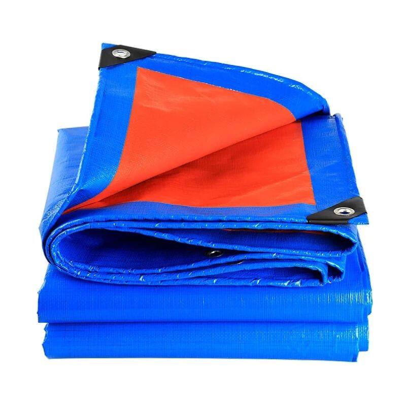 KOREA Economy Blue Orange 15 x 20 Canvas Ready Made PE Tarpaulin Sheet Outdoor Construction Renovation Floor Cover Hardware Canopy Tent Side Wall Shield Waterproof UV Protection